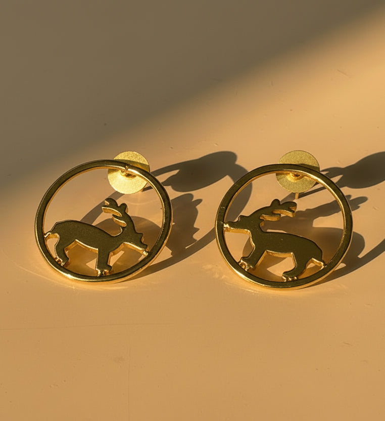 Gold Reindeer Studs