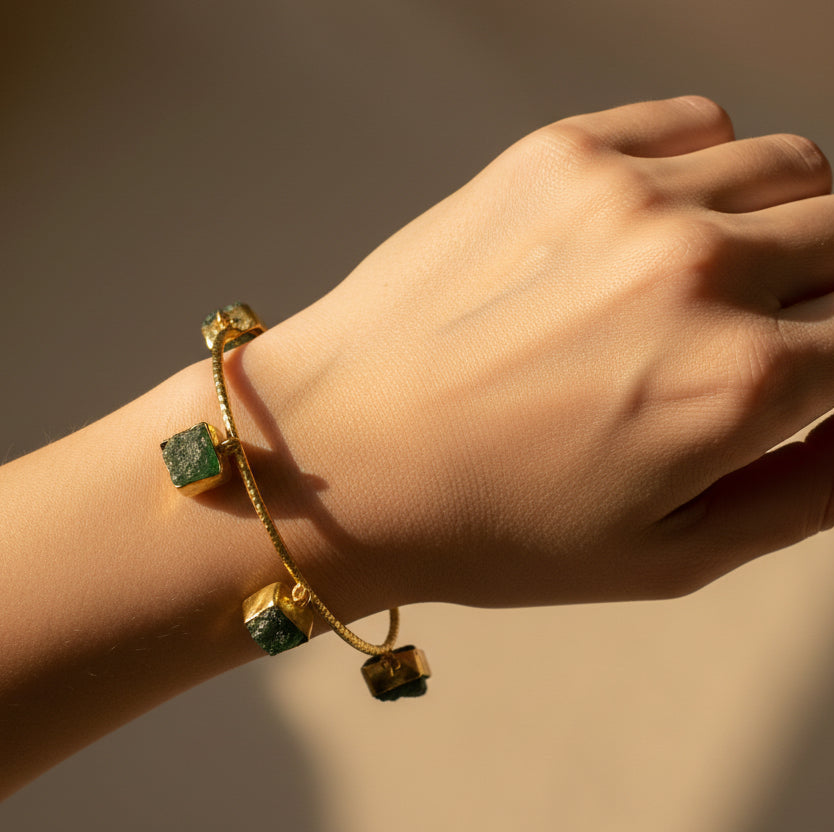 Raw Green Onyx Bangle