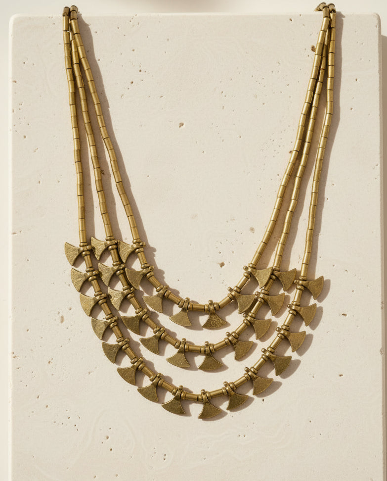 Matte Gold Layered Statement Necklace