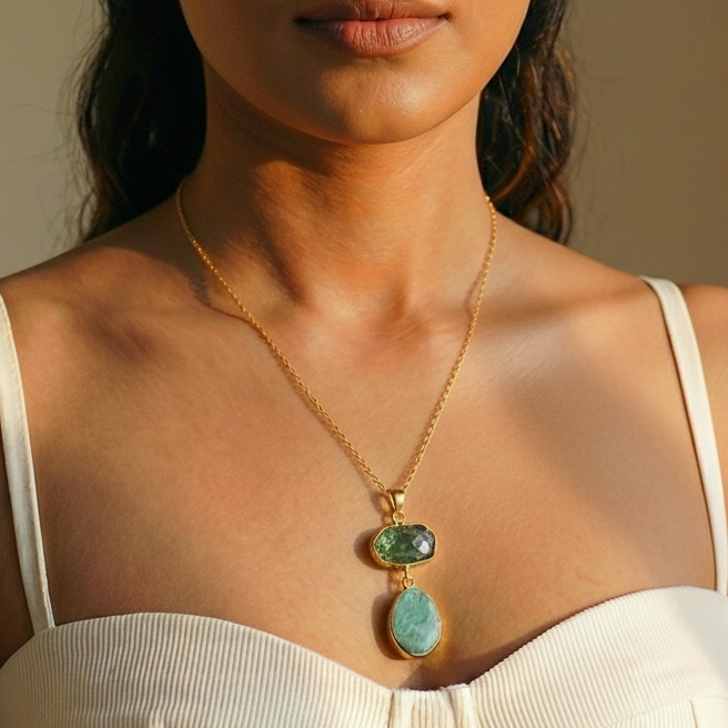 Dual Raw Stone Pendant