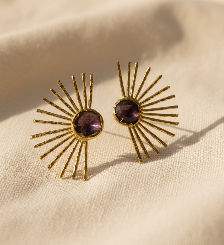 Raw Amethyst Studs
