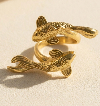 Adjustable Yin Yang Gold Ring