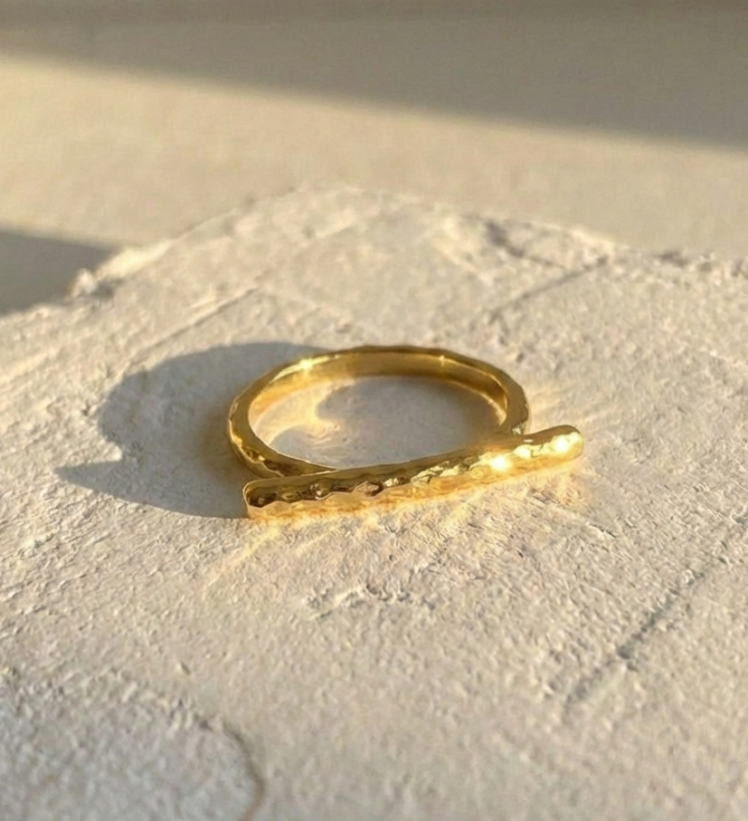 Hammered Brass Stackable Ring