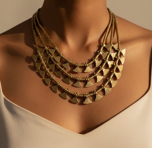 Matte Gold Layered Statement Necklace