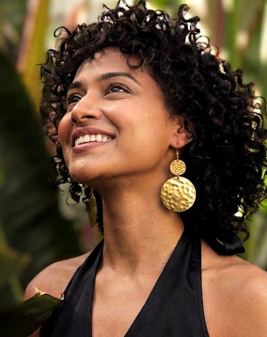 Hammered Brass Statement Earrings