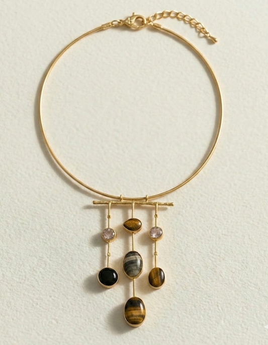 Multi Stone Hasli Necklace - Design 4