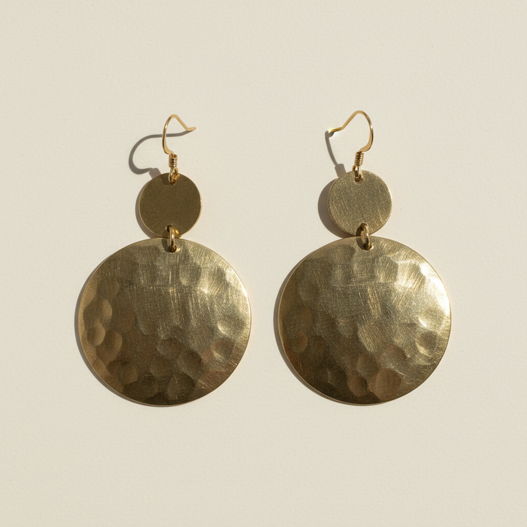 Hammered Brass Statement Earrings