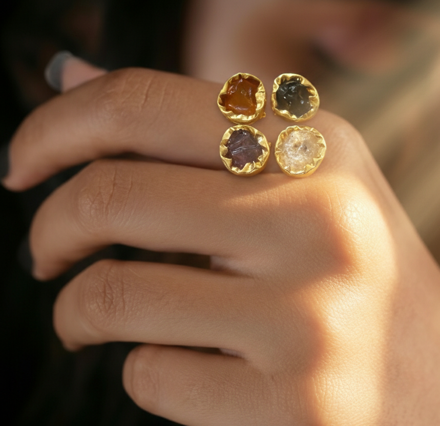 Adjustable Multi Stone Statement Ring