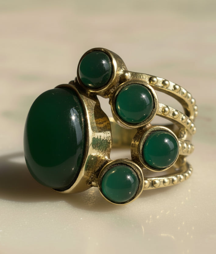 Green Onyx Statement Ring