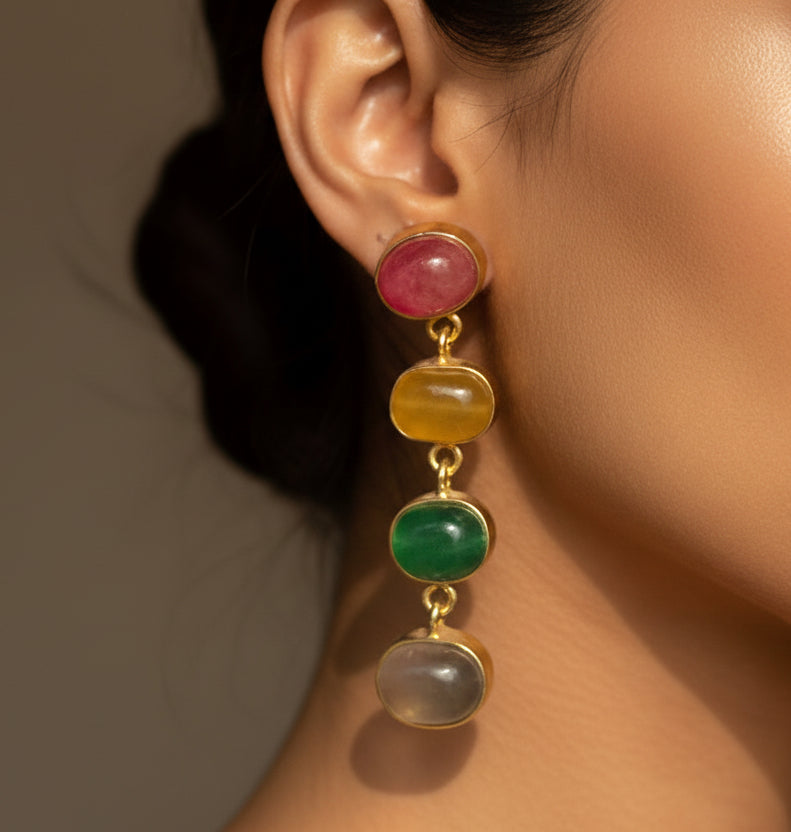 Multi Stone Dangle Earrings