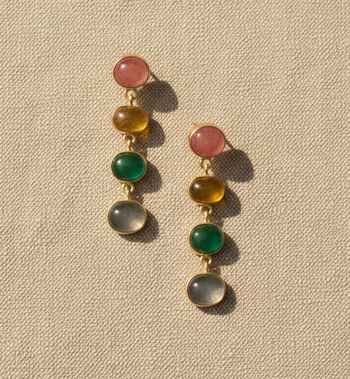 Multi Stone Dangle Earrings