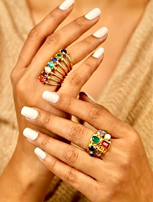 Seven Chakra Stone rings