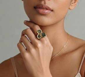 Adjustable Raw Tourmaline Ring