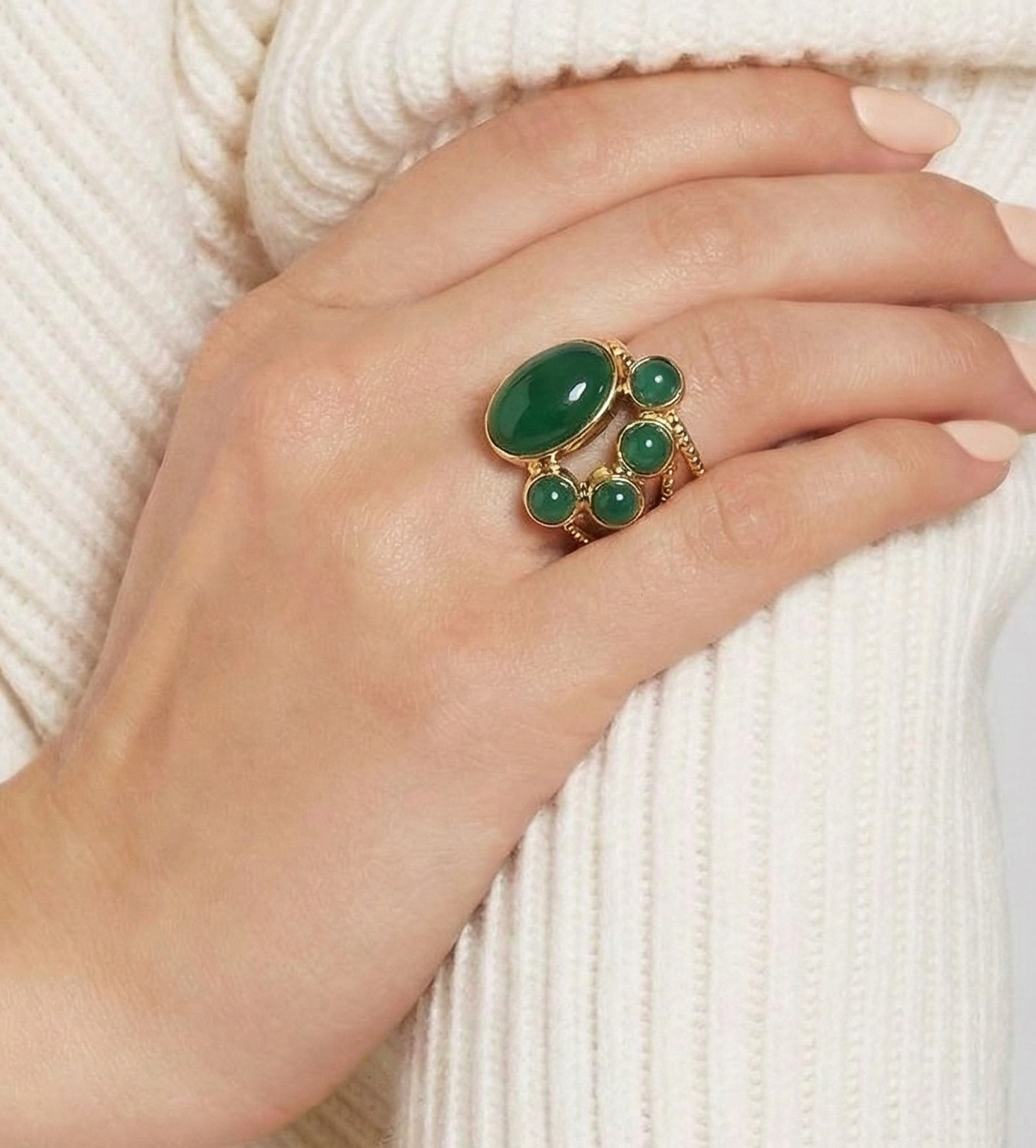 Green Onyx Statement Ring
