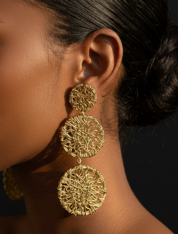 Wire Mesh Gold Danglers