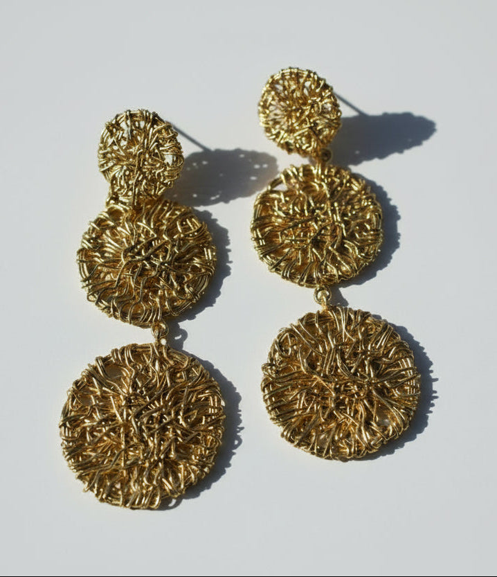 Wire Mesh Gold Danglers