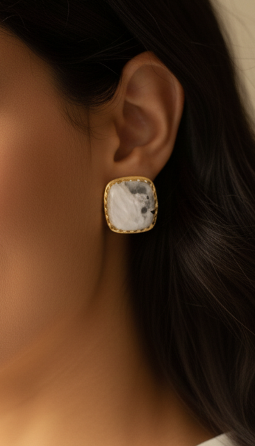 Large sized Cabochon Howlite Studs