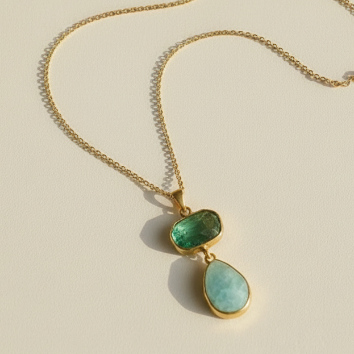 Dual Raw Stone Pendant