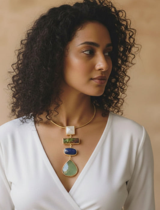 Multi-Stone Hasli Necklace