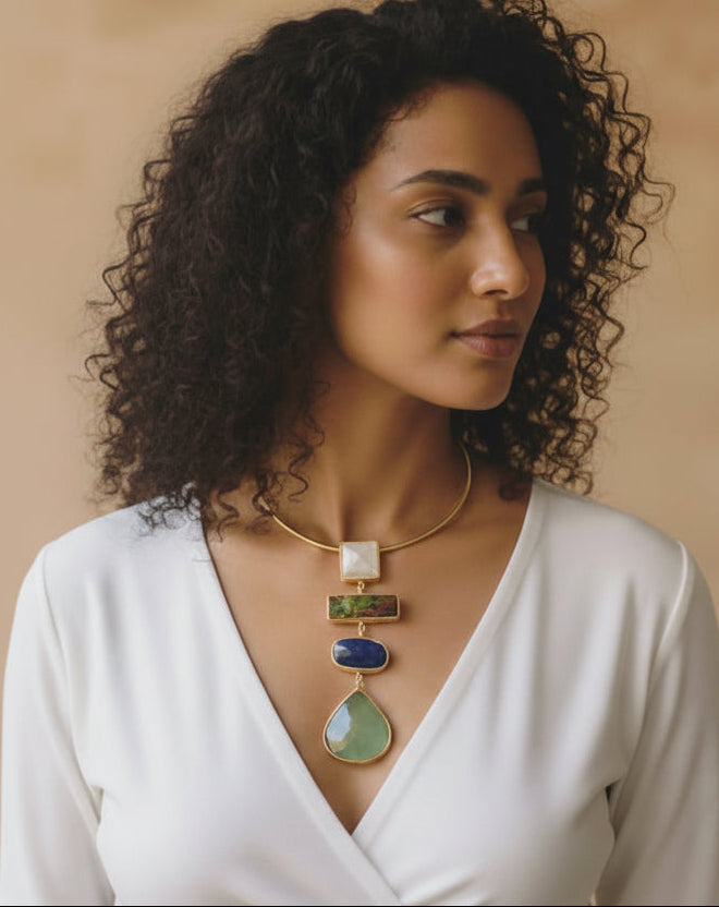 Multi-Stone Hasli Necklace