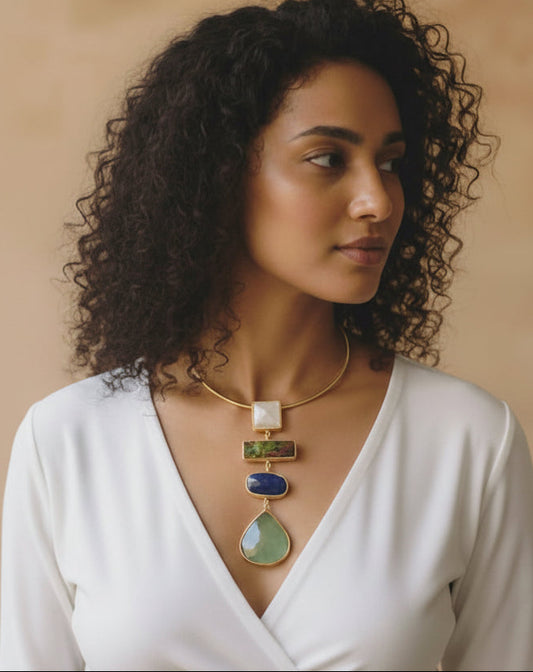Multi-Stone Hasli Necklace