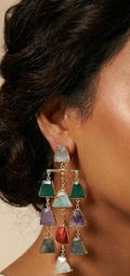 Multi Stone Chandelier Earrings