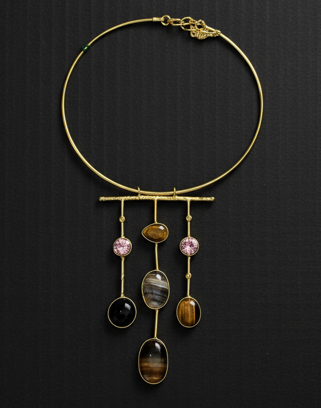 Multi Stone Hasli Necklace - Design 4