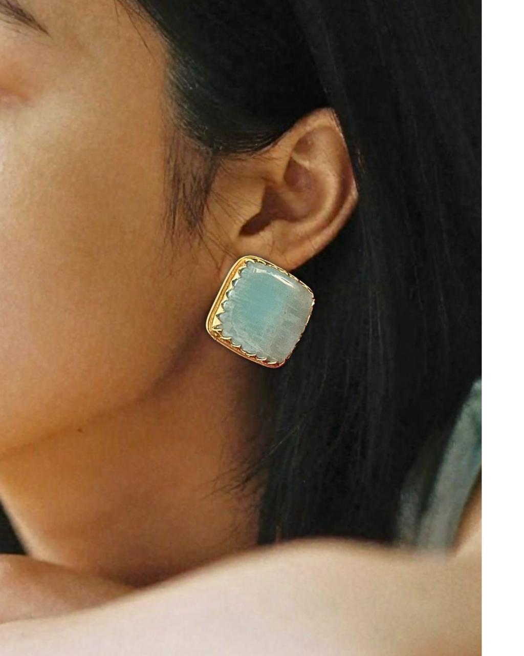 Large sized Cabochon Amazonite Studs