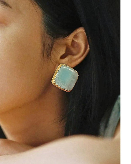 Large sized Cabochon Amazonite Studs