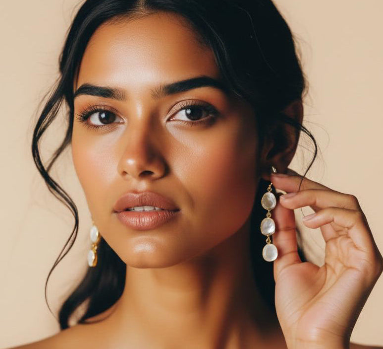 White moonstone drop earrings